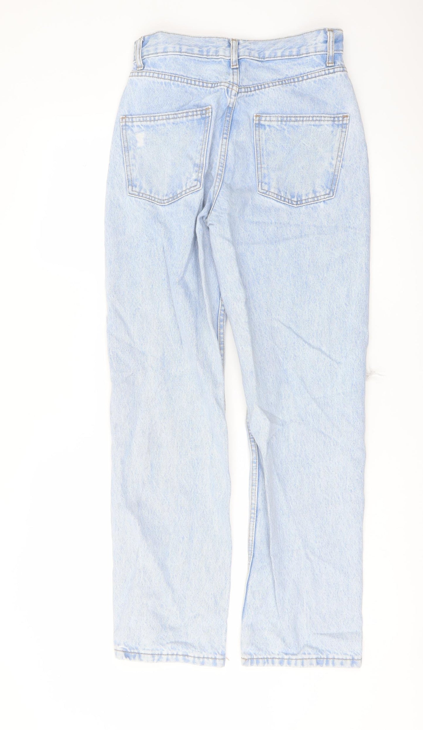 Denim & Co. Womens Blue Cotton Straight Jeans Size 6 L28 in Regular Button