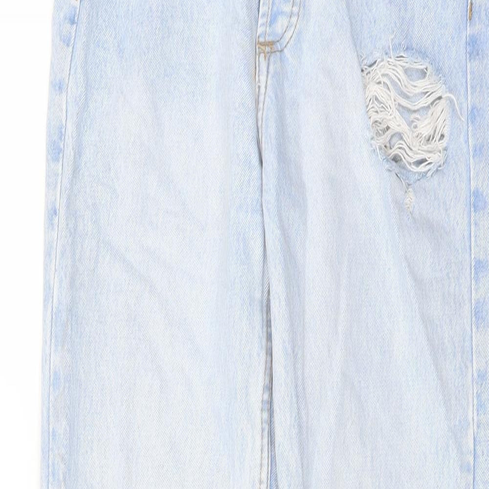 Denim & Co. Womens Blue Cotton Straight Jeans Size 6 L28 in Regular Button