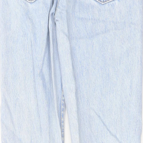 Denim & Co. Womens Blue Cotton Straight Jeans Size 6 L28 in Regular Button