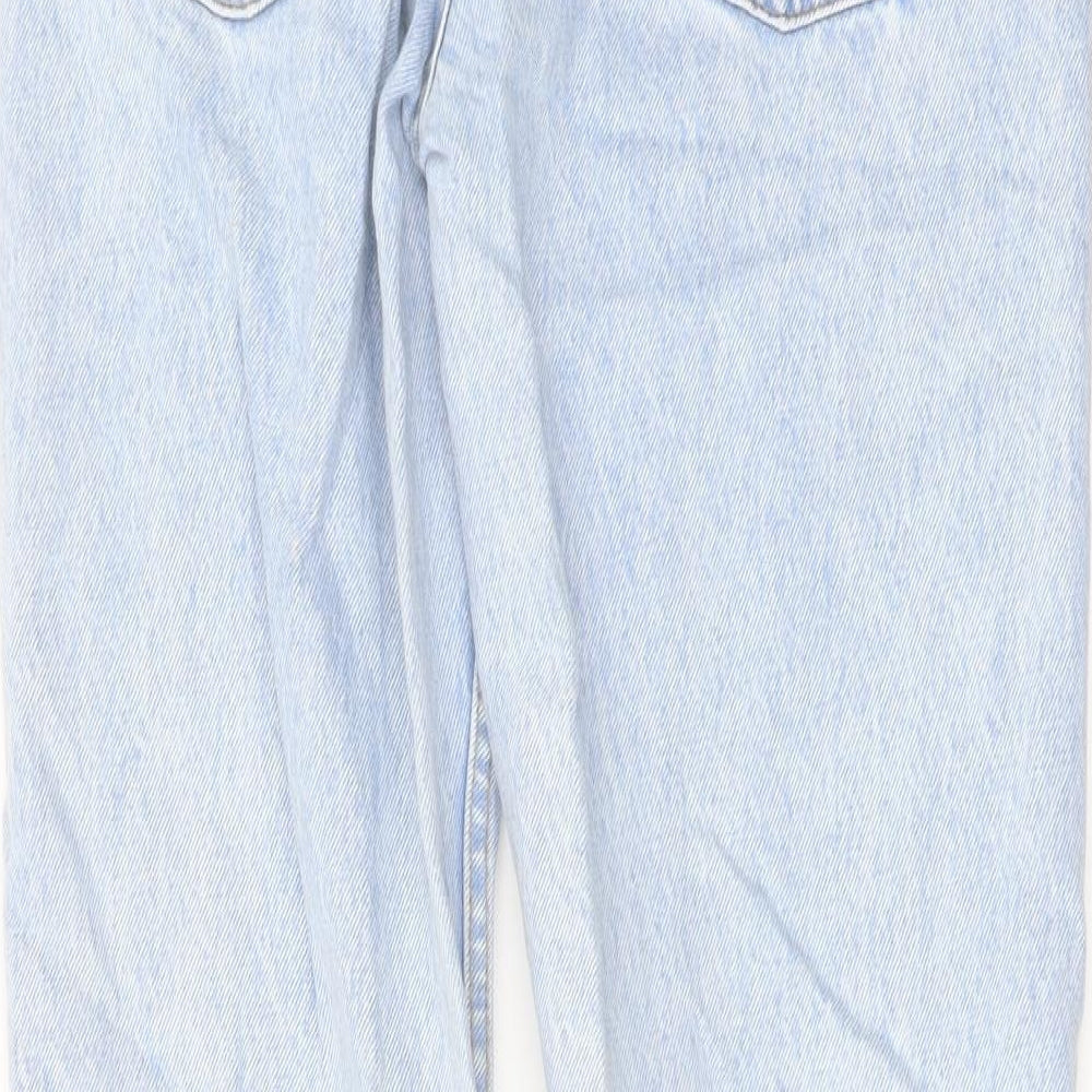Denim & Co. Womens Blue Cotton Straight Jeans Size 6 L28 in Regular Button