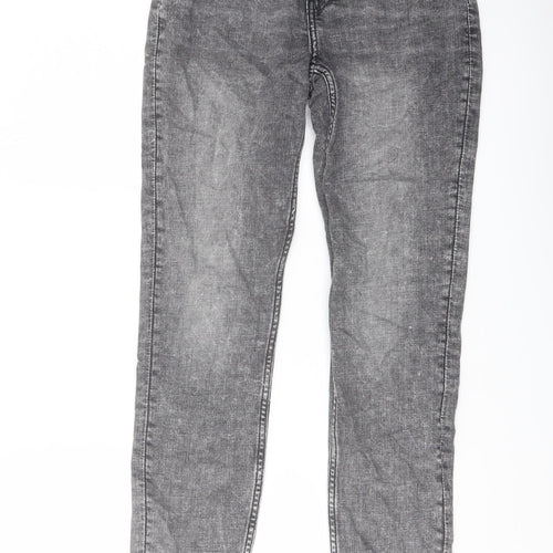 H&, Womens Grey Cotton Skinny Jeans Size 10 L28 in Regular Button