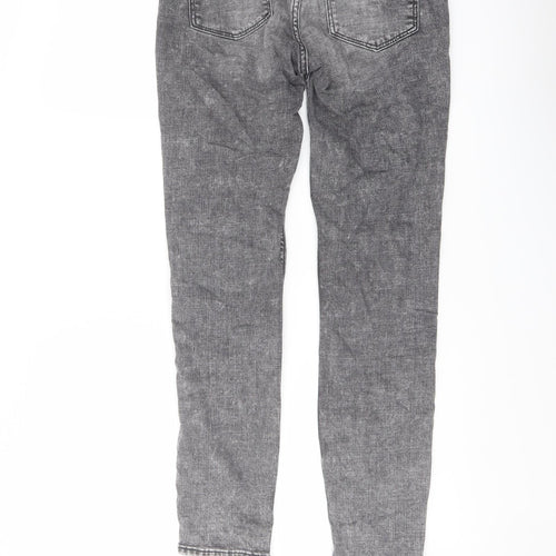 H&, Womens Grey Cotton Skinny Jeans Size 10 L28 in Regular Button