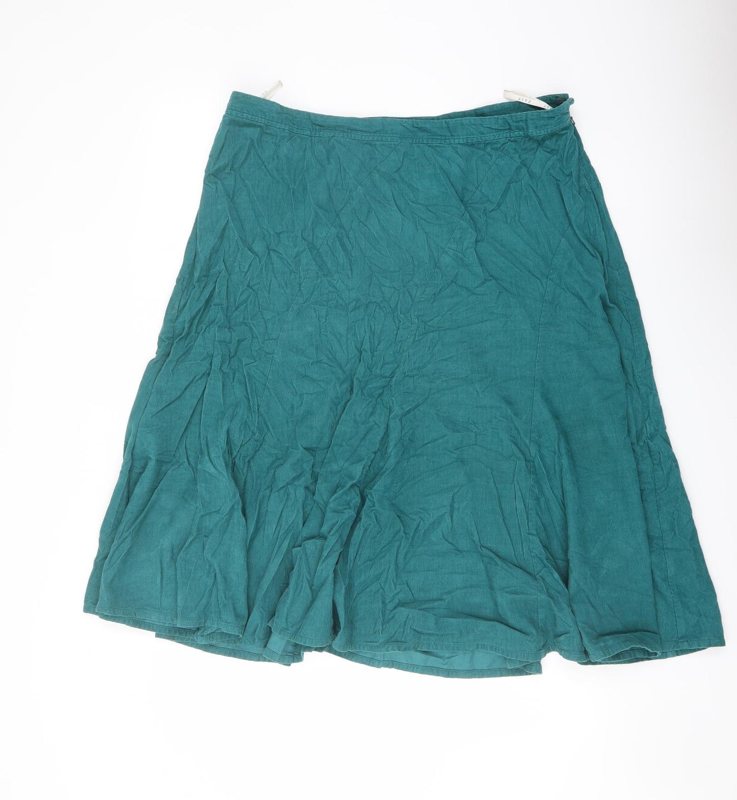 EAST Womens Green Cotton Flare Skirt Size 16 Zip