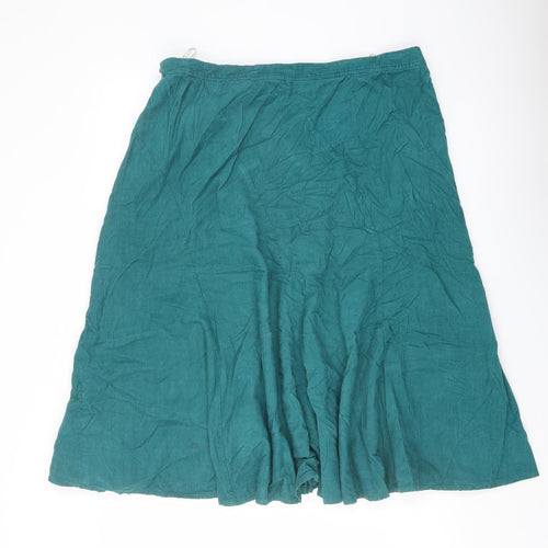EAST Womens Green Cotton Flare Skirt Size 16 Zip