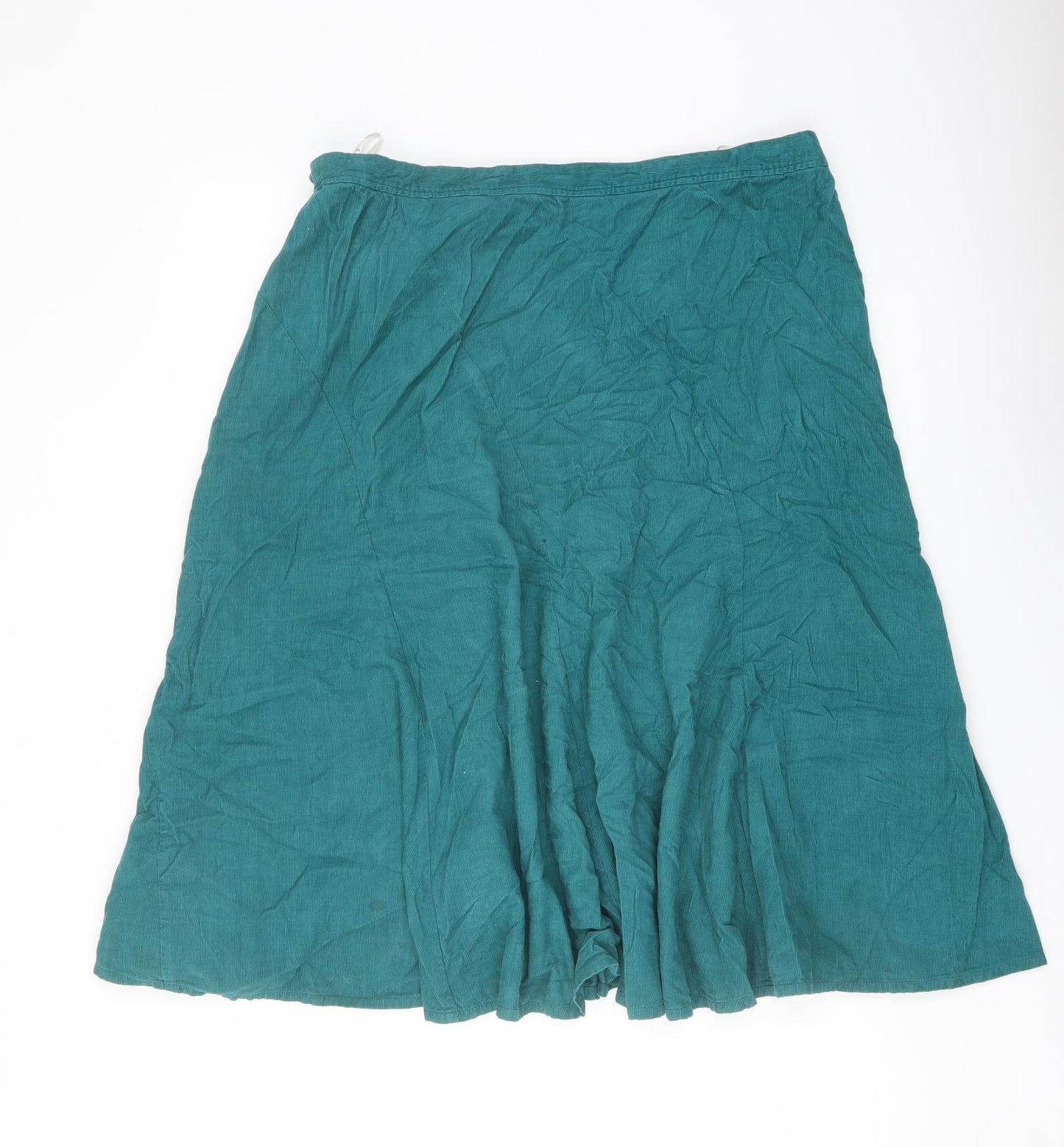 EAST Womens Green Cotton Flare Skirt Size 16 Zip