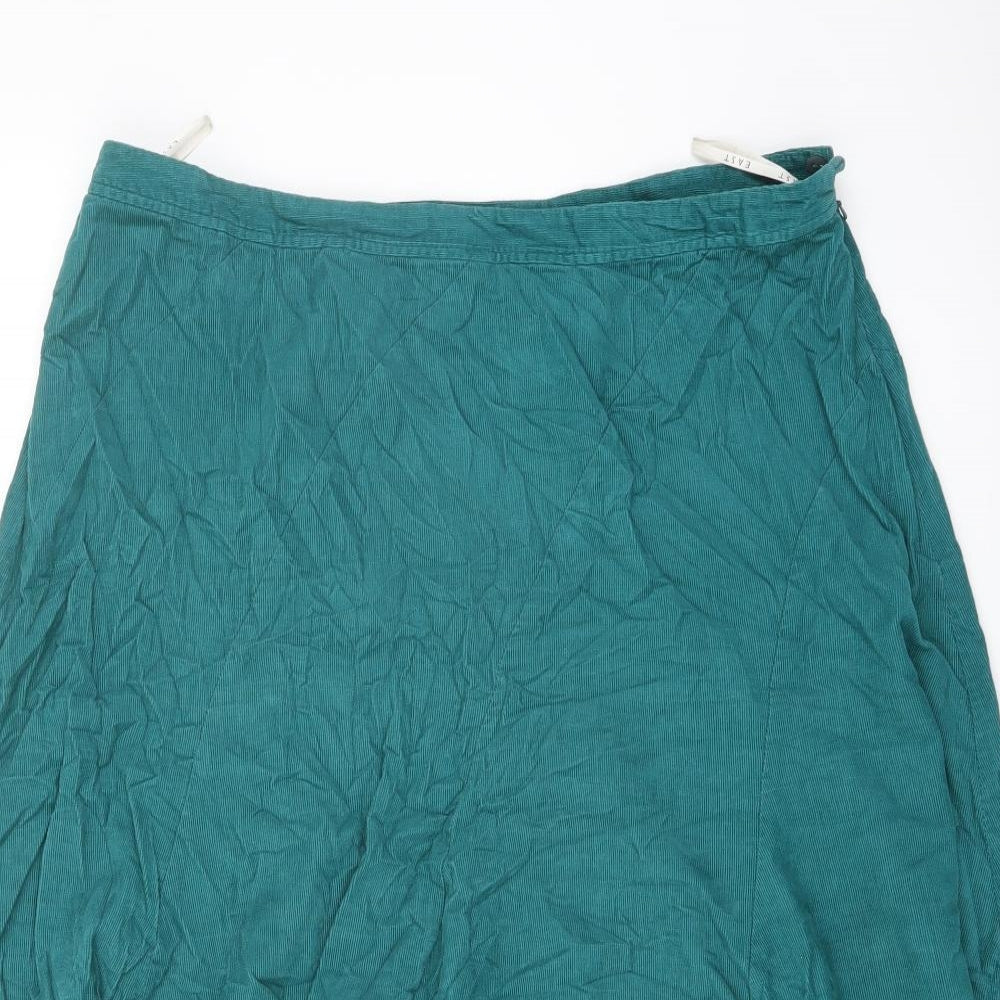 EAST Womens Green Cotton Flare Skirt Size 16 Zip