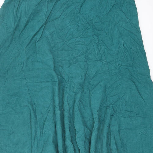 EAST Womens Green Cotton Flare Skirt Size 16 Zip