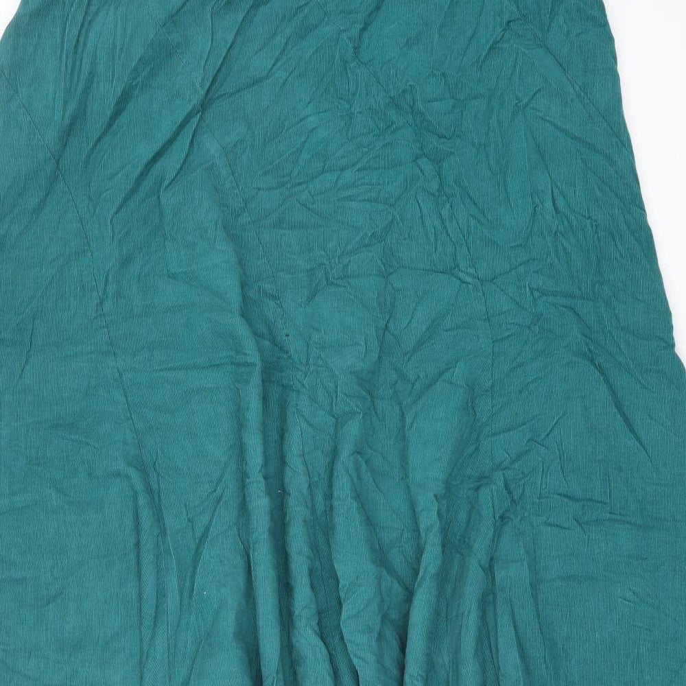 EAST Womens Green Cotton Flare Skirt Size 16 Zip
