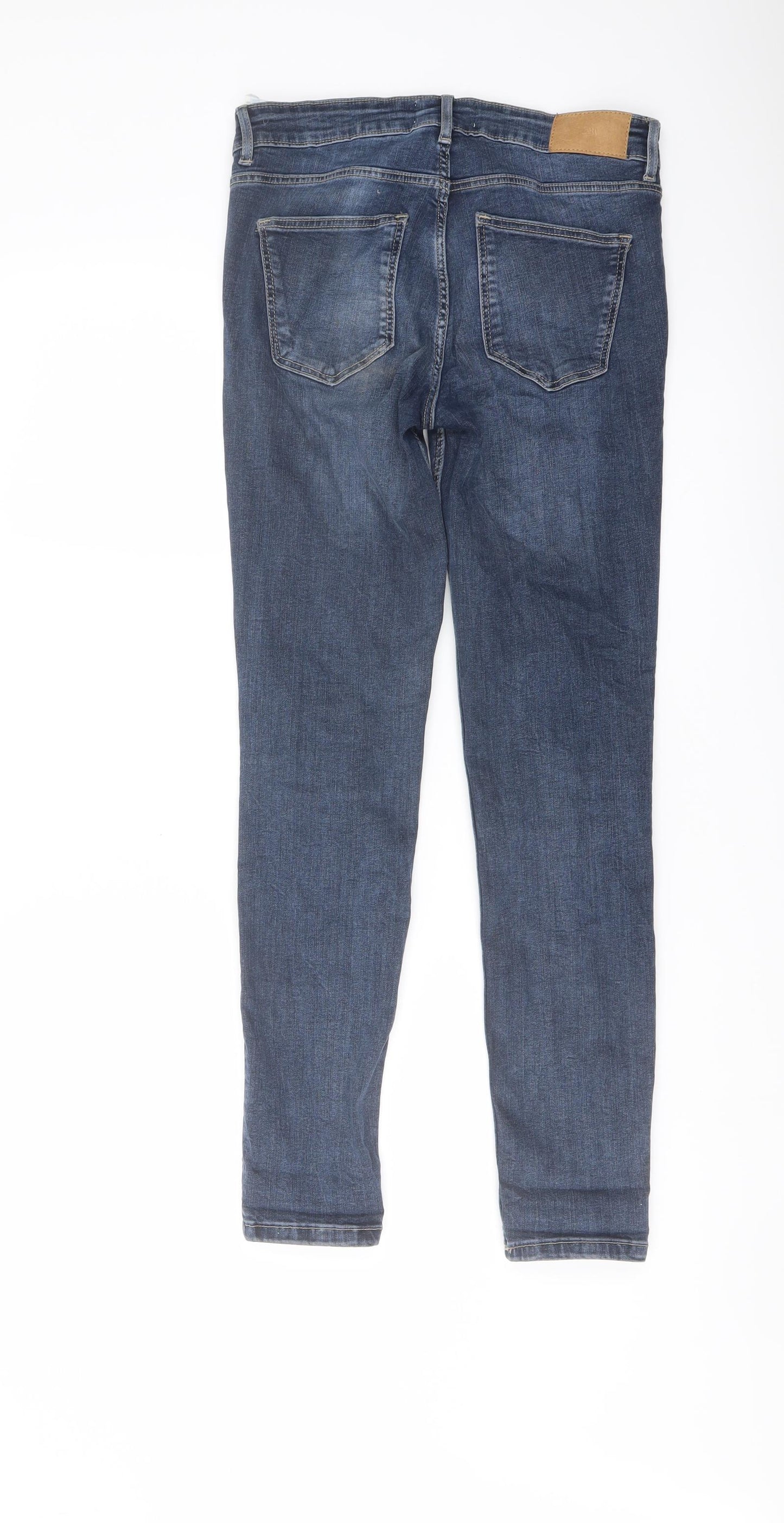 Zara Womens Blue Cotton Skinny Jeans Size 10 L28 in Regular Button