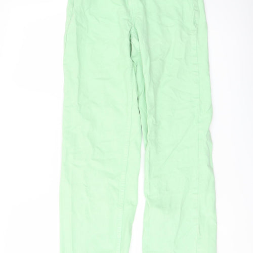 Zara Womens Green Cotton Straight Jeans Size 4 L25 in Regular Button