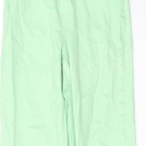 Zara Womens Green Cotton Straight Jeans Size 4 L25 in Regular Button