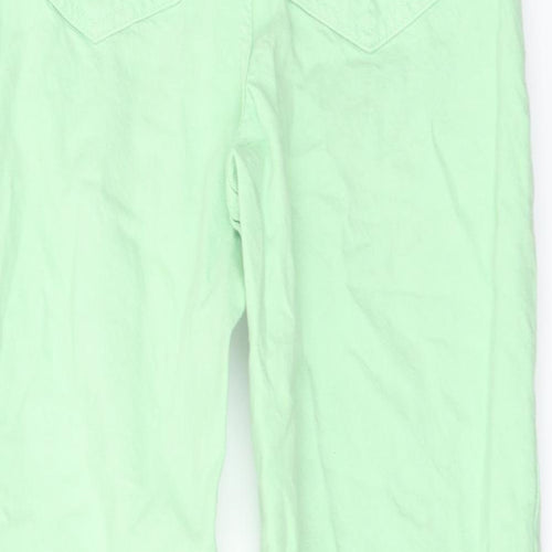 Zara Womens Green Cotton Straight Jeans Size 4 L25 in Regular Button