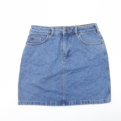 Jack Wills Womens Blue Cotton A-Line Skirt Size 10 Button