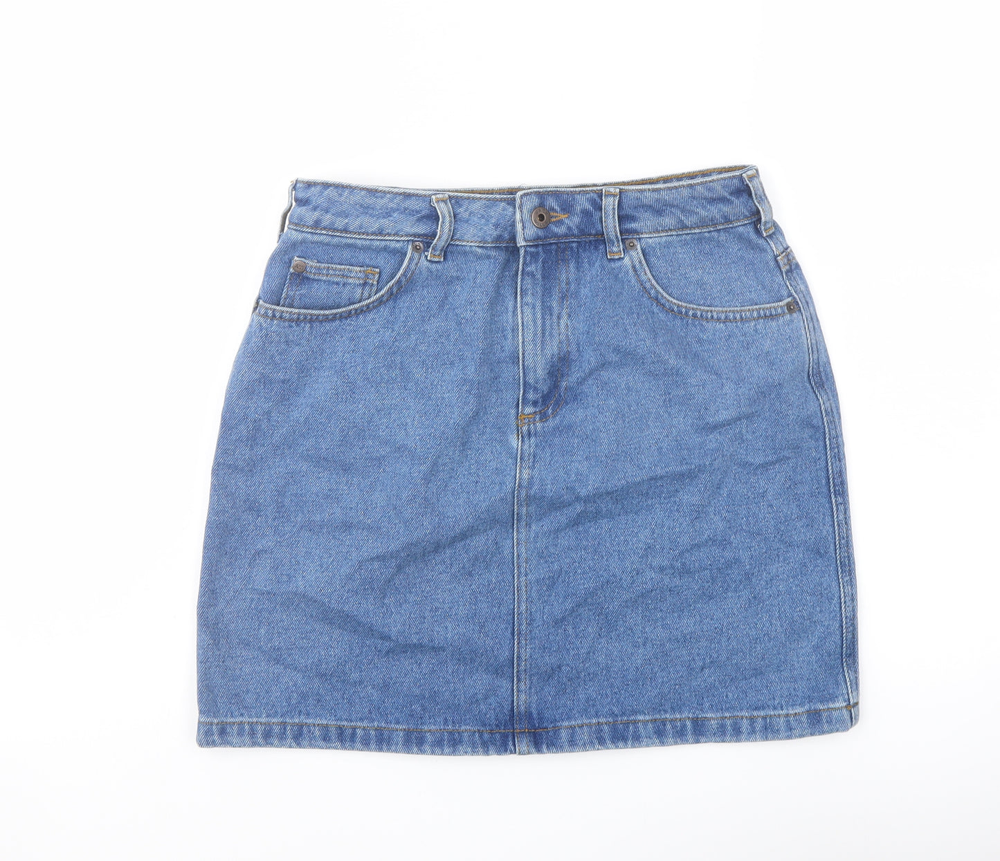 Jack Wills Womens Blue Cotton A-Line Skirt Size 10 Button