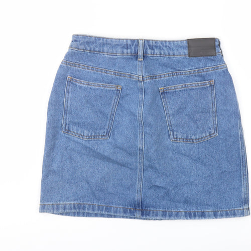 Jack Wills Womens Blue Cotton A-Line Skirt Size 10 Button
