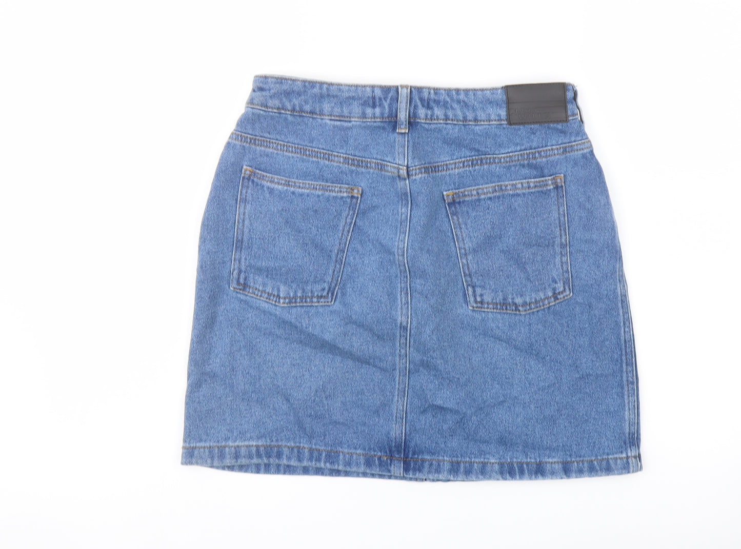 Jack Wills Womens Blue Cotton A-Line Skirt Size 10 Button