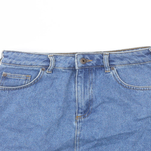 Jack Wills Womens Blue Cotton A-Line Skirt Size 10 Button