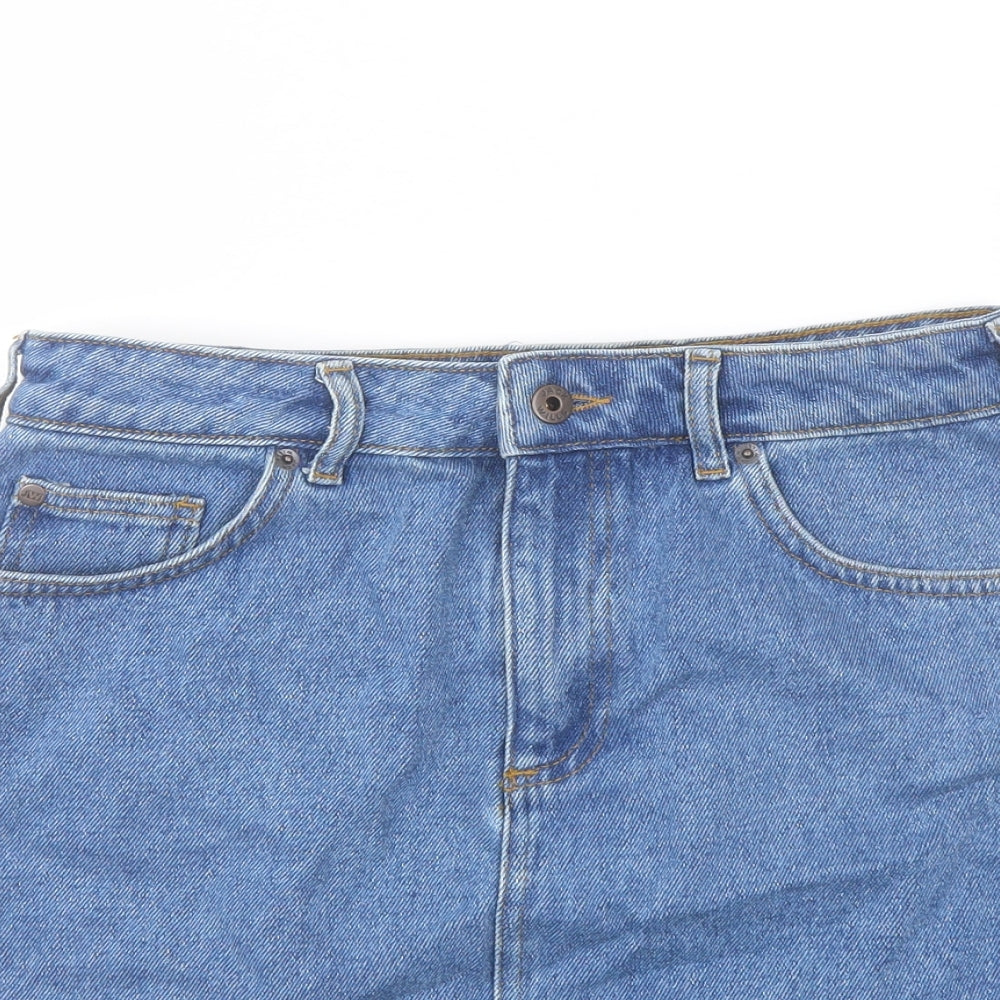 Jack Wills Womens Blue Cotton A-Line Skirt Size 10 Button