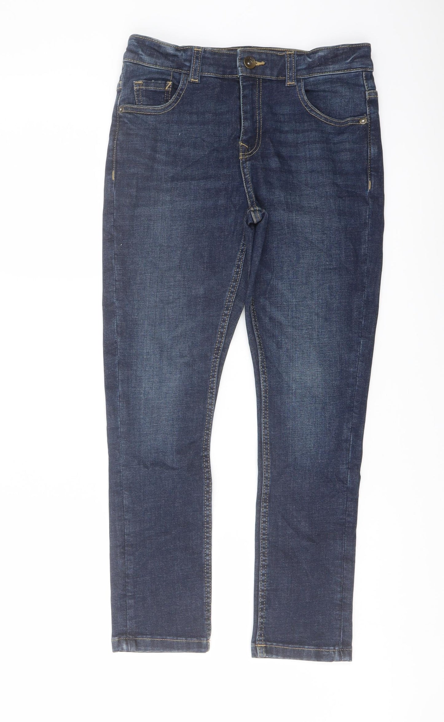 Marks and Spencer Boys Blue Cotton Straight Jeans Size 9-10 Years Regular Button