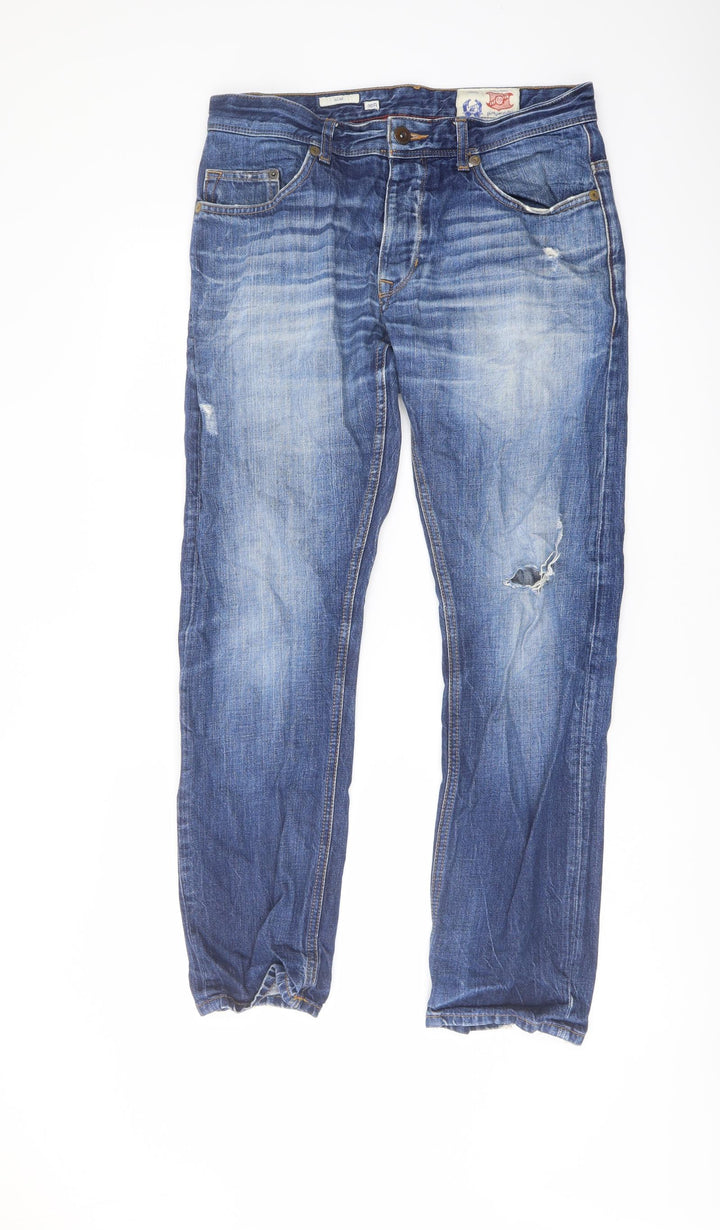 NEXT Mens Blue Cotton Straight Jeans Size 30 in L28 in Regular Button