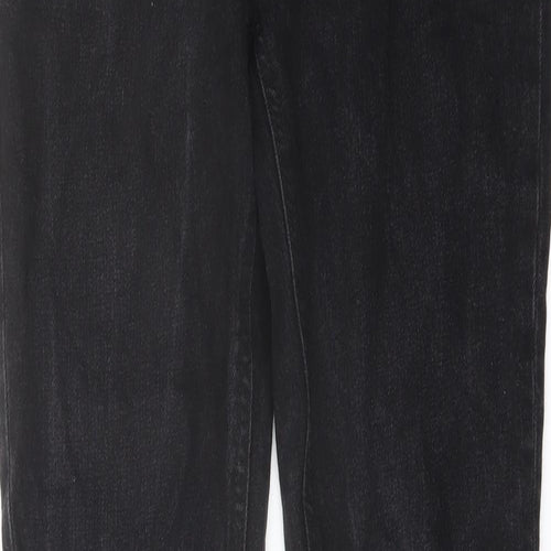 Zara Womens Black Cotton Straight Jeans Size 10 L32 in Regular Button