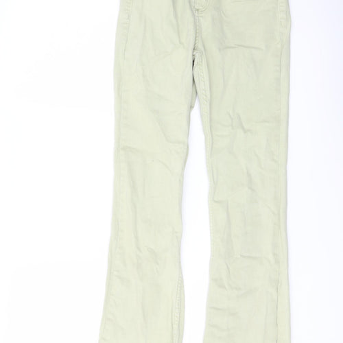 Bershka Womens Green Cotton Flared Jeans Size 6 L27 in Regular Button