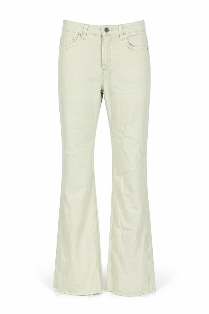Bershka Womens Green Cotton Flared Jeans Size 6 L27 in Regular Button