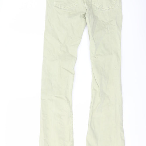 Bershka Womens Green Cotton Flared Jeans Size 6 L27 in Regular Button