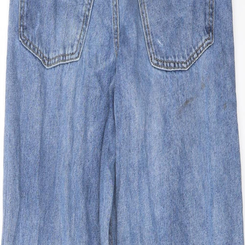Zara Girls Blue Cotton Wide-Leg Jeans Size 13-14 Years Regular Button