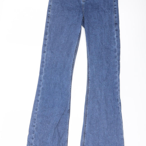 Topshop Womens Blue Cotton Bootcut Jeans Size 26 in L29 in Regular Button