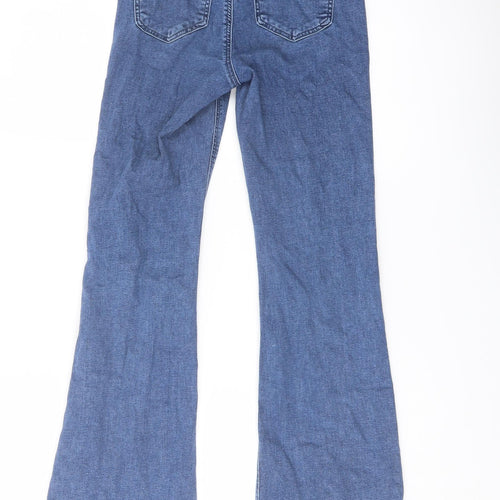 Topshop Womens Blue Cotton Bootcut Jeans Size 26 in L29 in Regular Button
