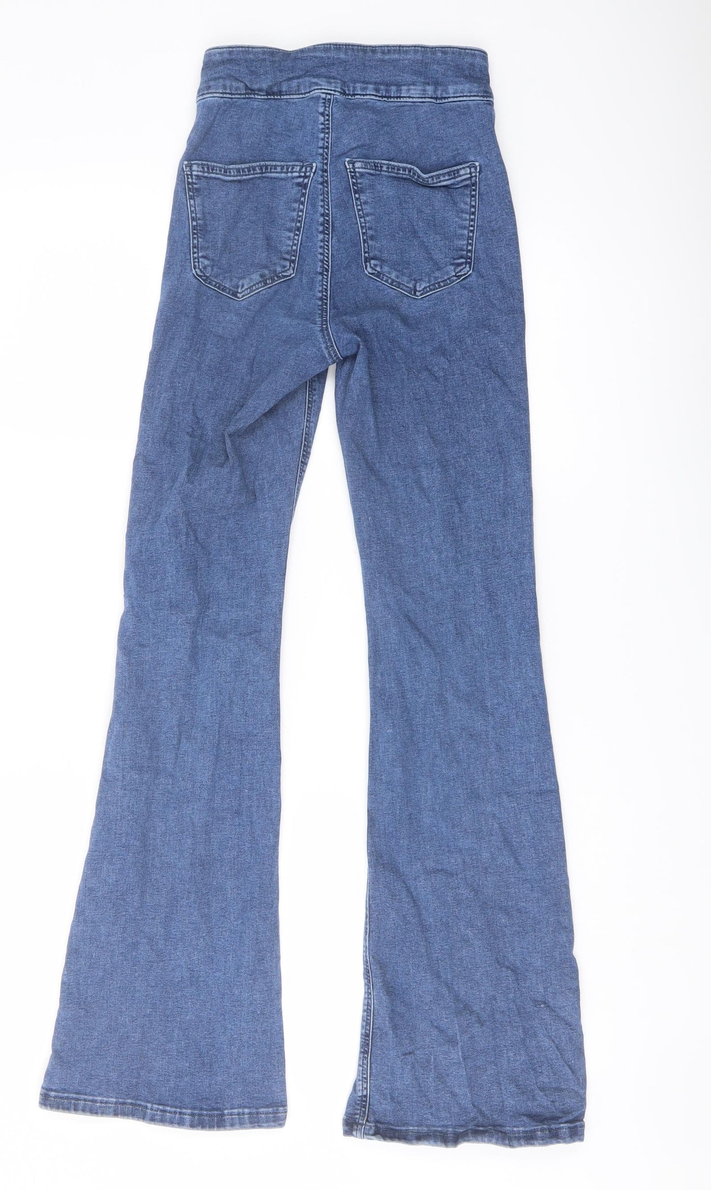 Topshop Womens Blue Cotton Bootcut Jeans Size 26 in L29 in Regular Button