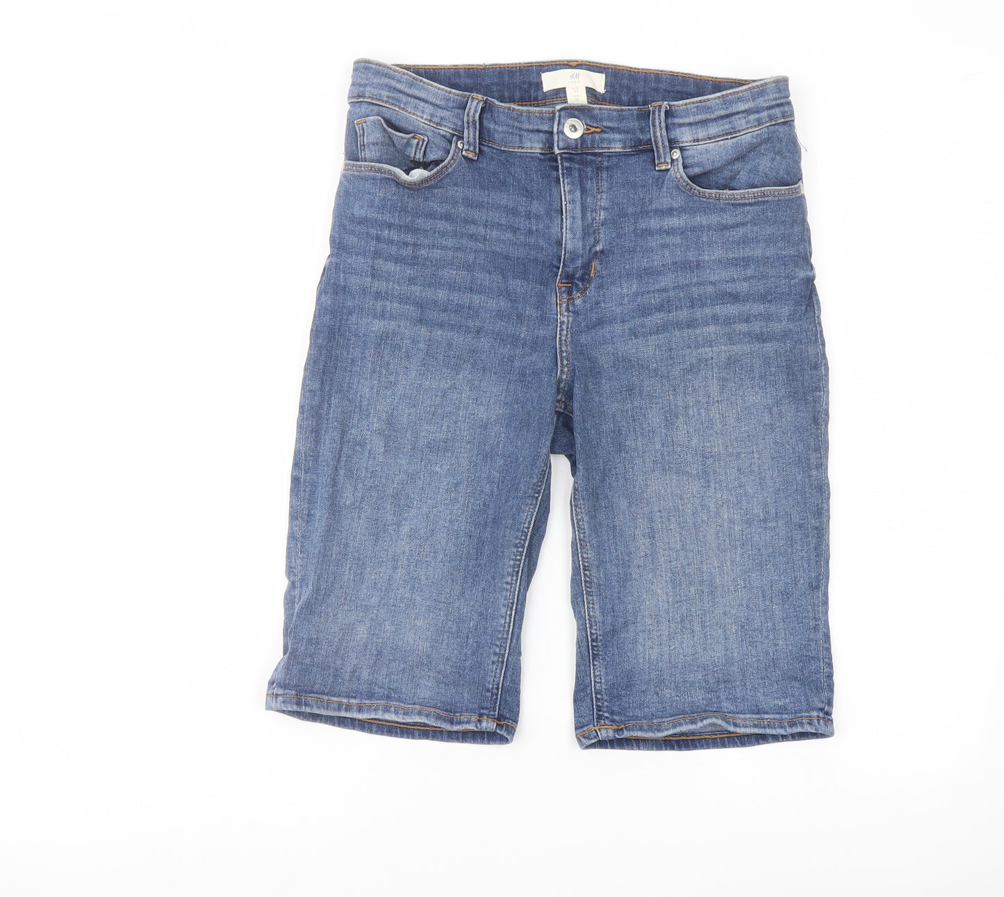H&M Womens Blue Cotton Bermuda Shorts Size 10 L12 in Regular Button