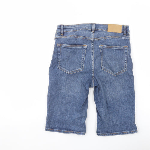 H&M Womens Blue Cotton Bermuda Shorts Size 10 L12 in Regular Button
