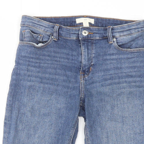 H&M Womens Blue Cotton Bermuda Shorts Size 10 L12 in Regular Button