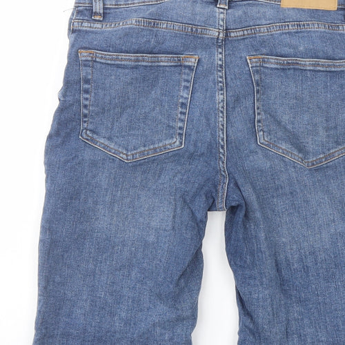 H&M Womens Blue Cotton Bermuda Shorts Size 10 L12 in Regular Button