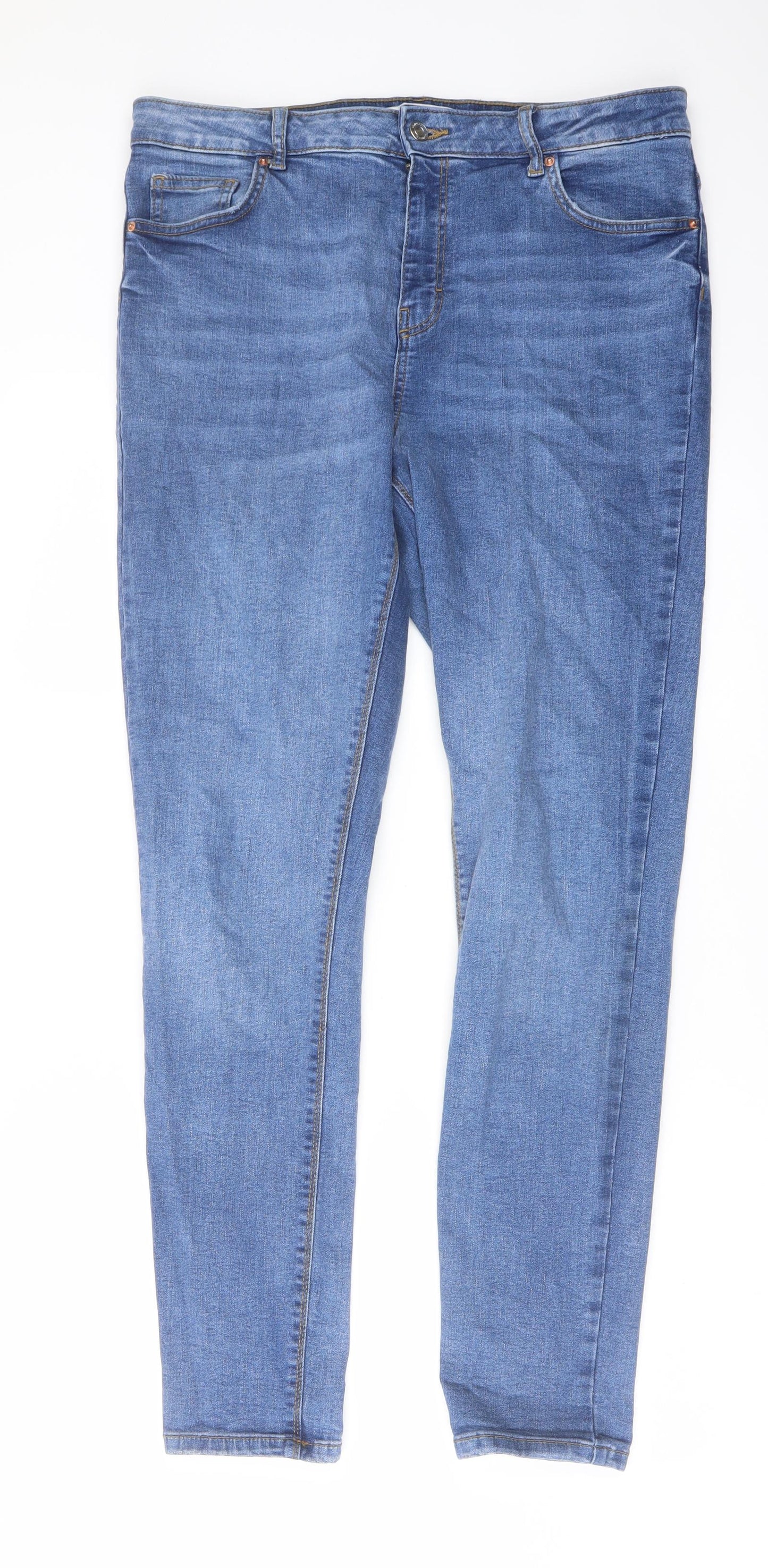 Denim & Co. Womens Blue Cotton Skinny Jeans Size 16 L30 in Regular Button