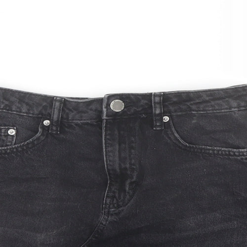 H&M Womens Grey Cotton A-Line Skirt Size 8 Button