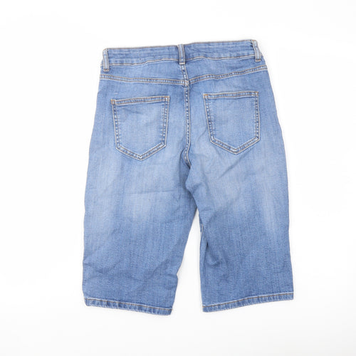 TU Womens Blue Cotton Bermuda Shorts Size 8 L13 in Regular Button