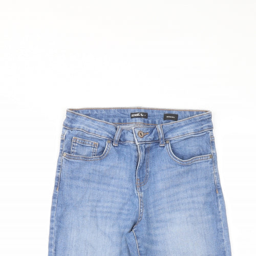 TU Womens Blue Cotton Bermuda Shorts Size 8 L13 in Regular Button