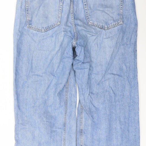 Topshop Womens Blue Cotton Wide-Leg Jeans Size 30 in L23 in Regular Button