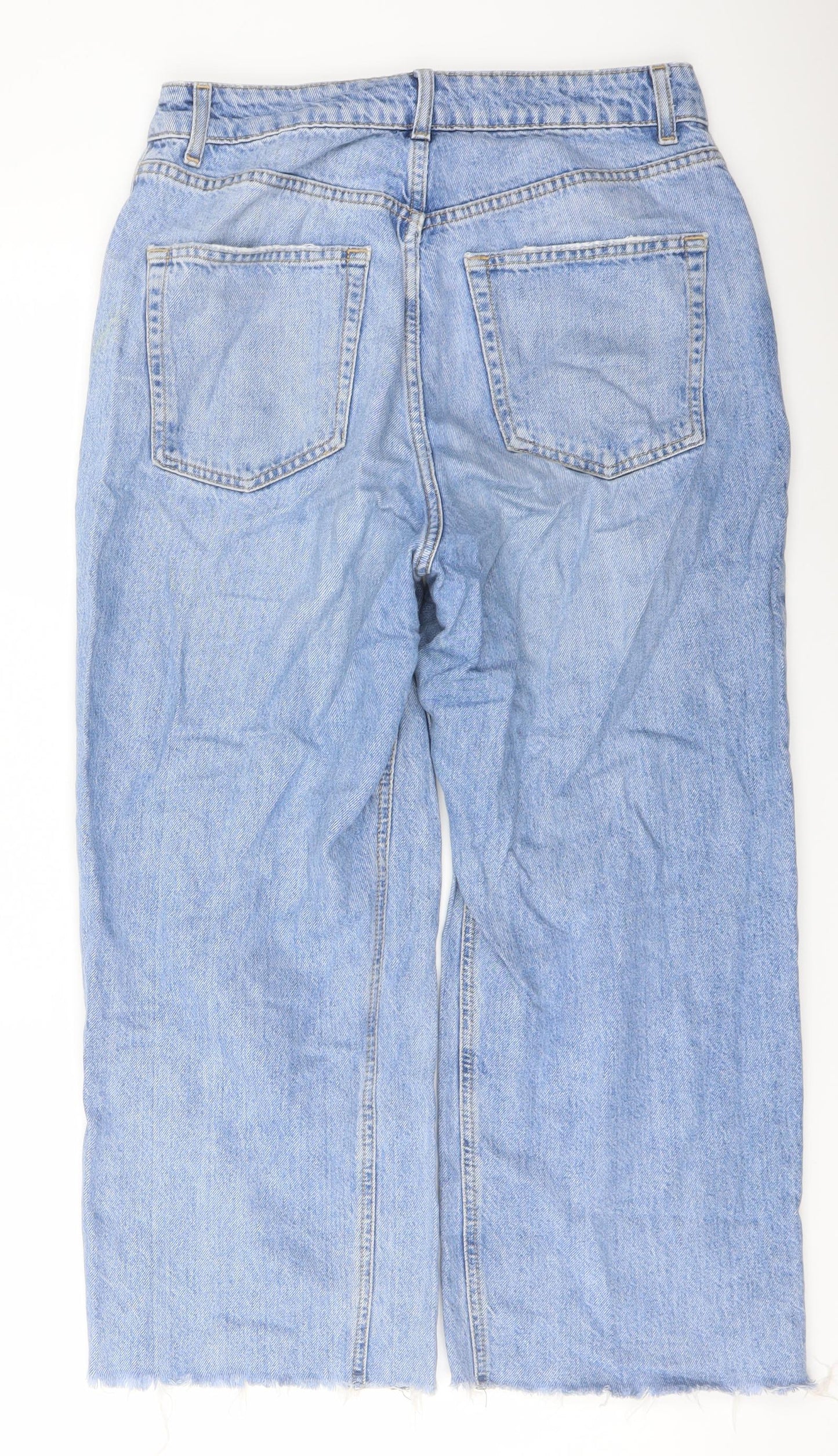 Topshop Womens Blue Cotton Wide-Leg Jeans Size 30 in L23 in Regular Button