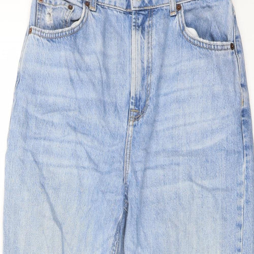 Topshop Womens Blue Cotton Wide-Leg Jeans Size 30 in L23 in Regular Button