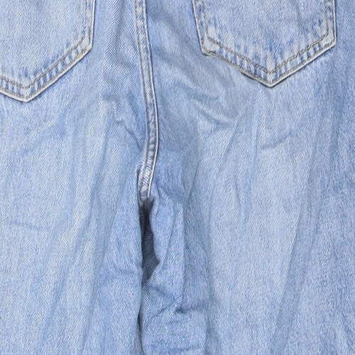 Topshop Womens Blue Cotton Wide-Leg Jeans Size 30 in L23 in Regular Button