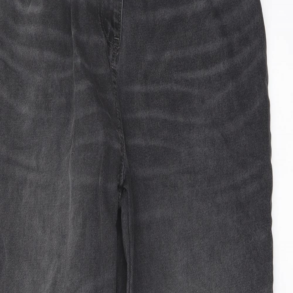 COLLUSION Womens Grey Cotton Wide-Leg Jeans Size 28 in L32 in Regular Button