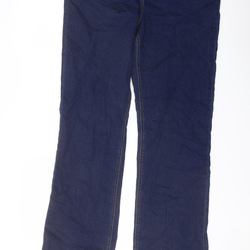 Papaya Womens Blue Cotton Straight Jeans Size 14 L30 in Regular Button