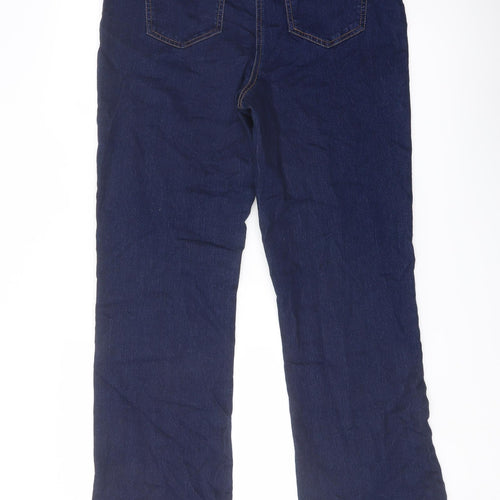 Papaya Womens Blue Cotton Straight Jeans Size 14 L30 in Regular Button