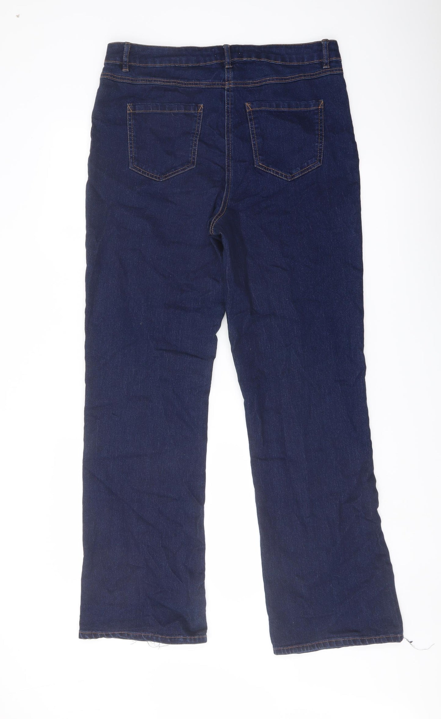 Papaya Womens Blue Cotton Straight Jeans Size 14 L30 in Regular Button