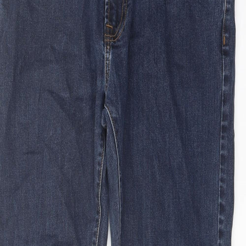 Marks and Spencer Mens Blue Cotton Tapered Jeans Size 34 in L33 in Regular Button