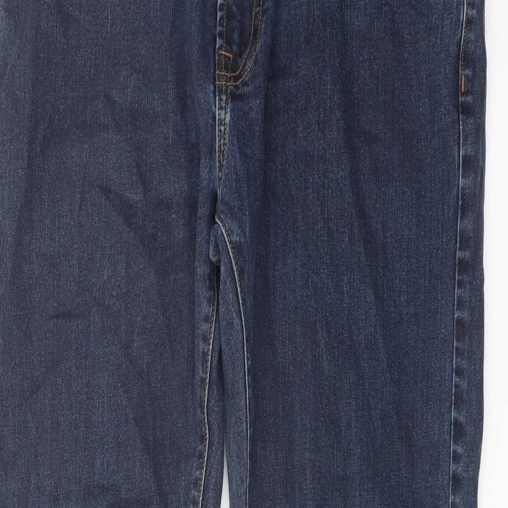 Marks and Spencer Mens Blue Cotton Tapered Jeans Size 34 in L33 in Regular Button